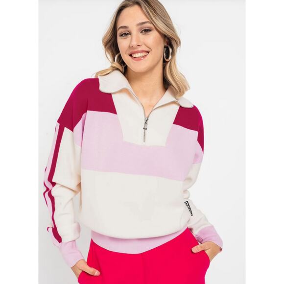 HUGO Long Sleeve Colorblock Zip Closure Sweatshirt Multi Size XL